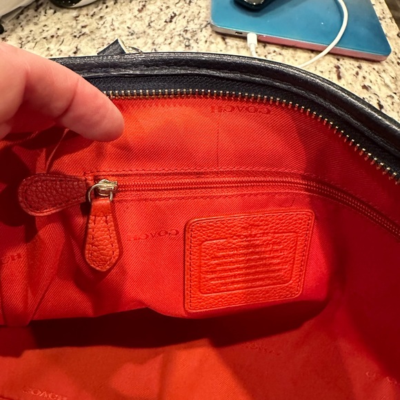 COACH Mini Nolita Pebble Leather Satchel Bag Navy With Red/blue/green - Picture 5 of 15